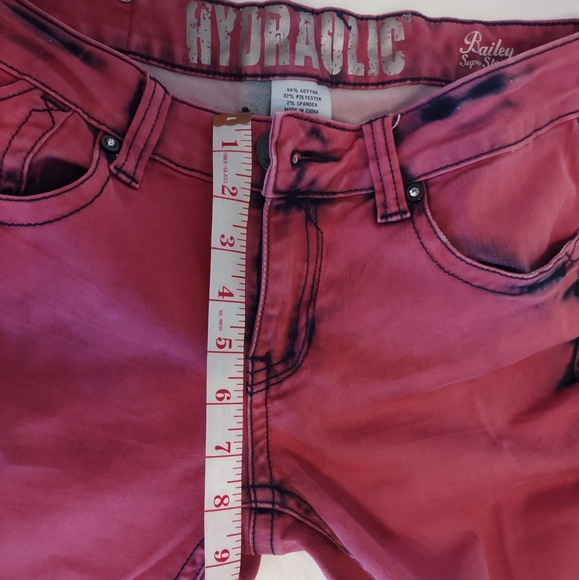 Hydraulic Jeans 11/12 Bailey Super Skinny bold rose color with black accents VGC - Picture 13 of 15